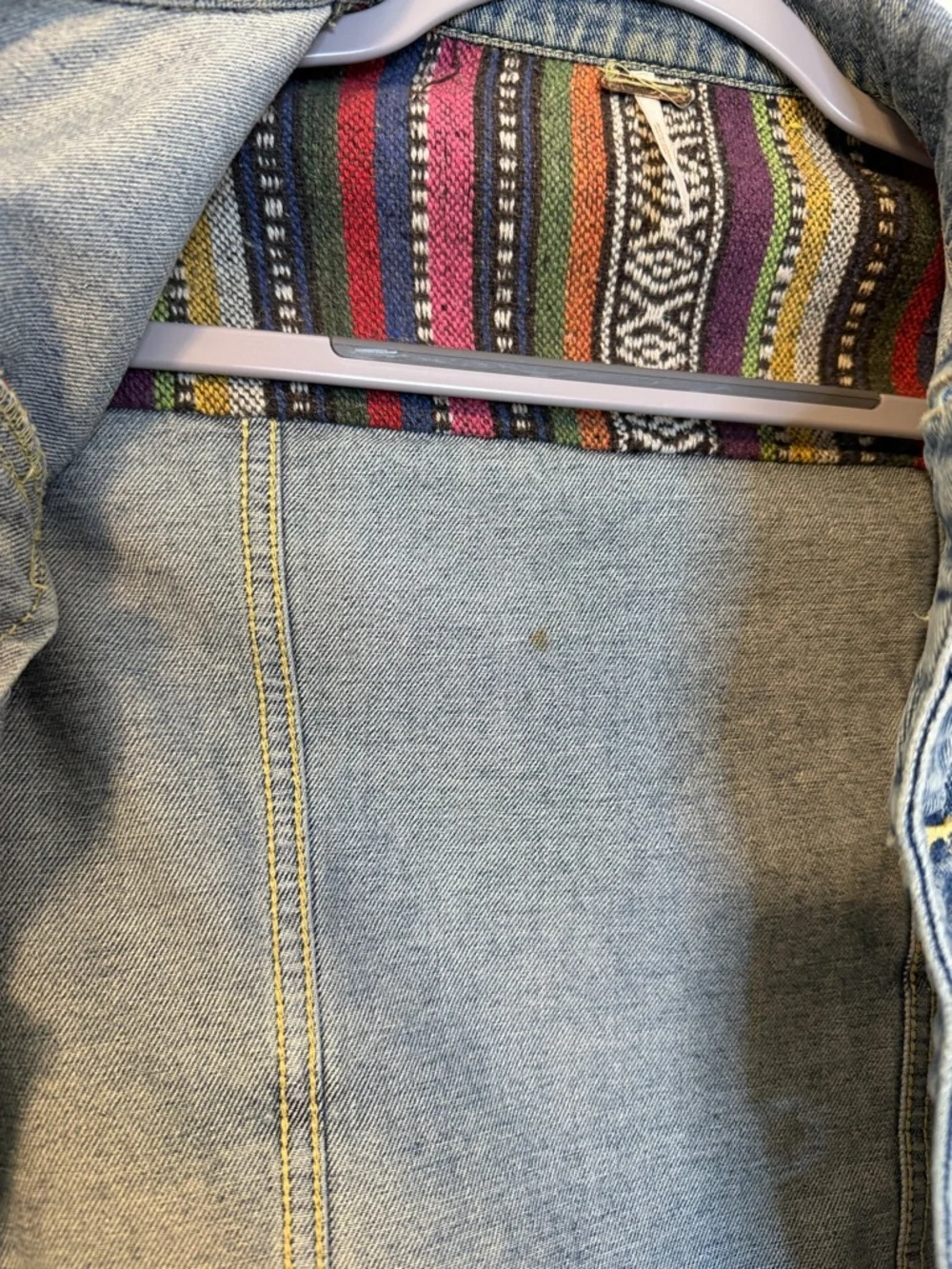 Free People Denim Jacket with Multicolor embroidered Panels - Picture 11 of 12